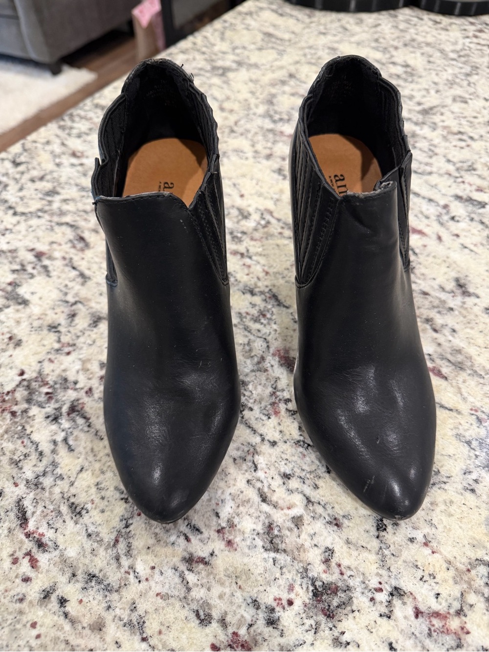 Women's Black Pointed Ankle Booties - Classic Leather Look